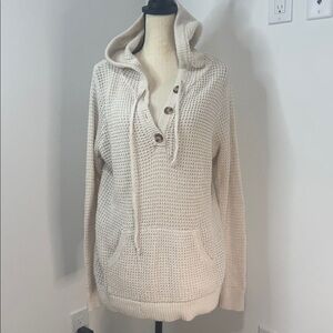 Staccato Ivory Cable Knit Sweater Hoodie. Sz L